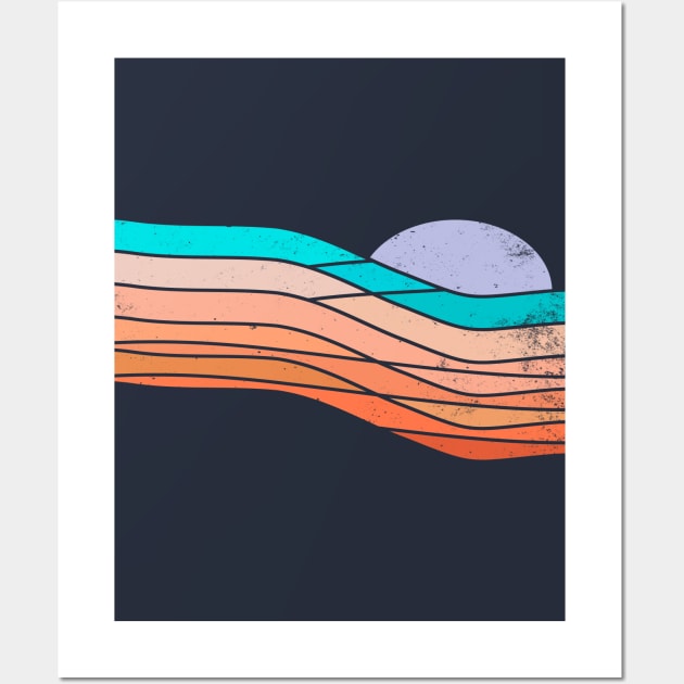 Sunset Planet Wave Wall Art by Vanphirst